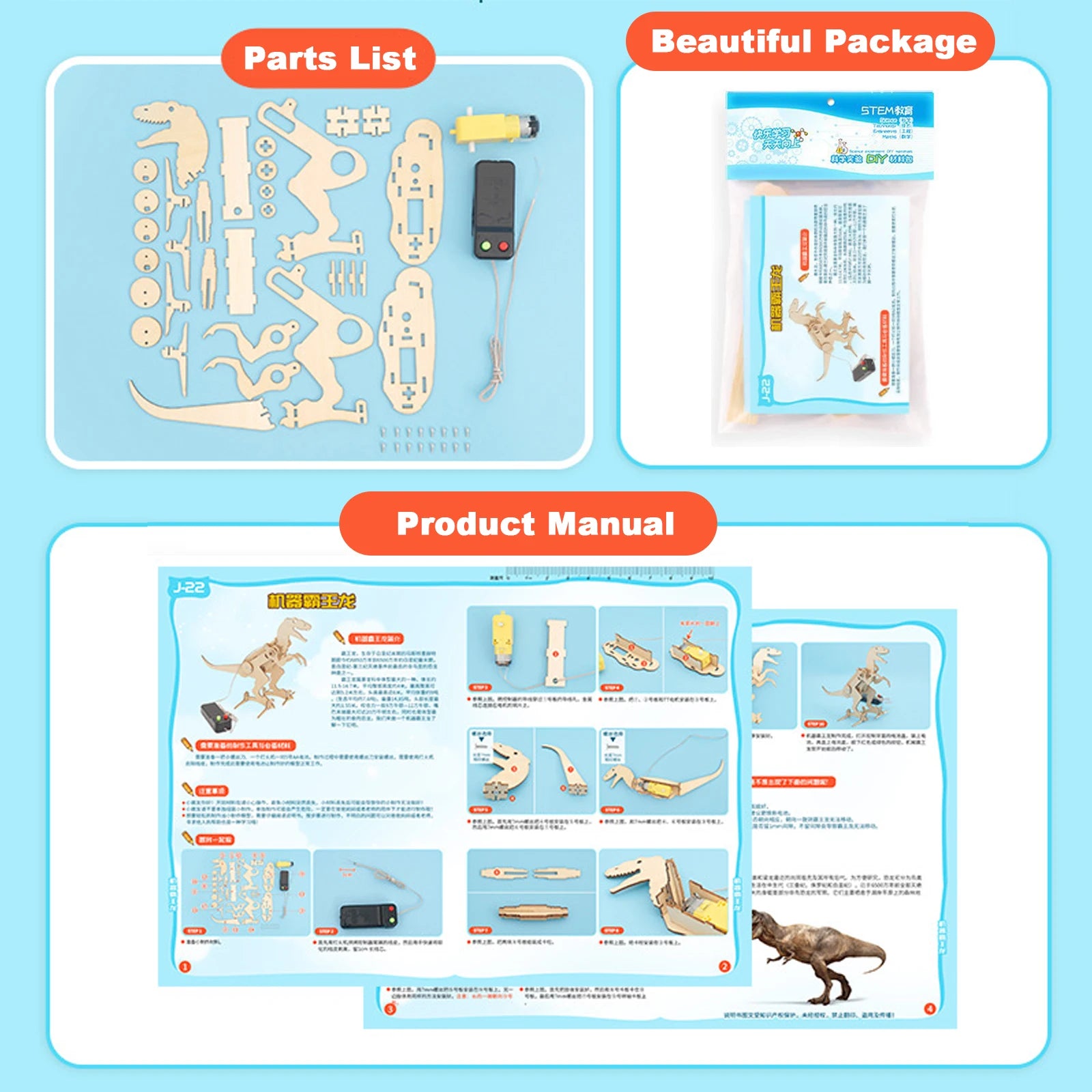 Gioco STEM in Legno – Robot T-Rex Telecomandato 🦖🤖