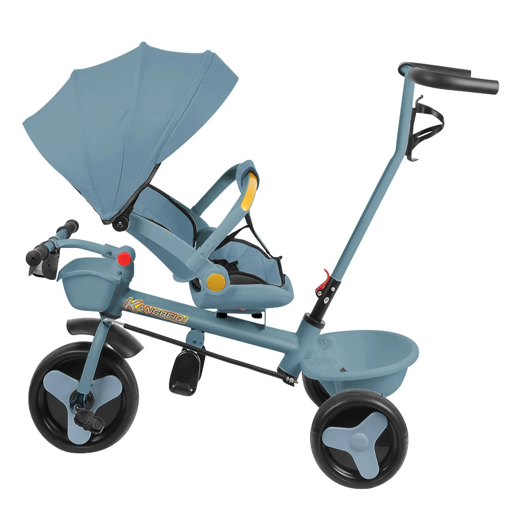 Triciclo per Bambini con Seduta Girevole e Cappottina Parasole