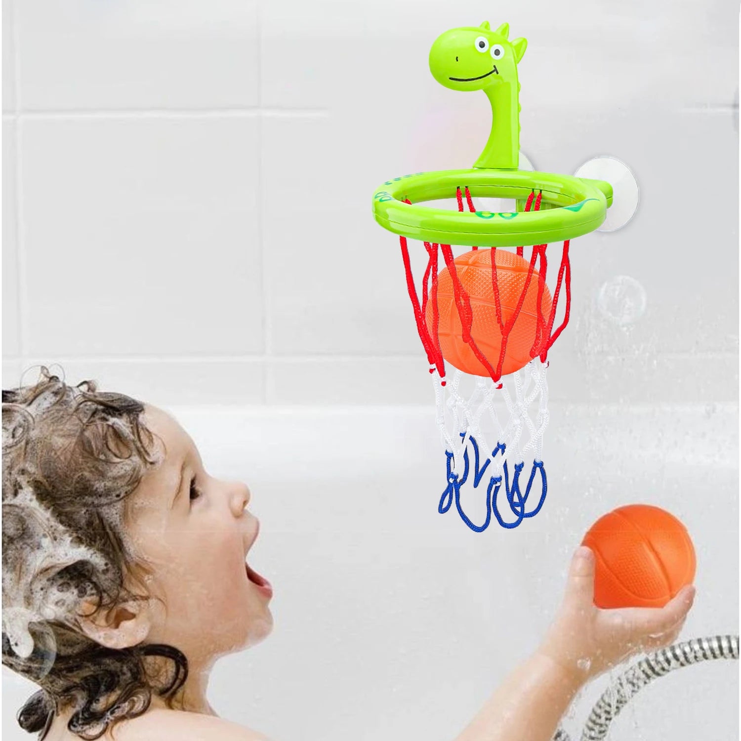 Giocattolo da Bagno per Bambini 🛁 | Set per Gioco con Acqua e Canestro da Basket con Ventosa + 3 Palline