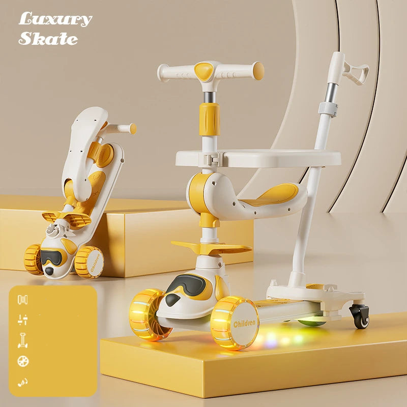 Monopattino a 3 Ruote per Bambini con Musica e Luci LED