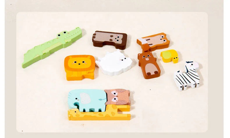 Gioco Montessori in Legno Naturale 4-in-1 | Sviluppo Motorio e Cognitivo