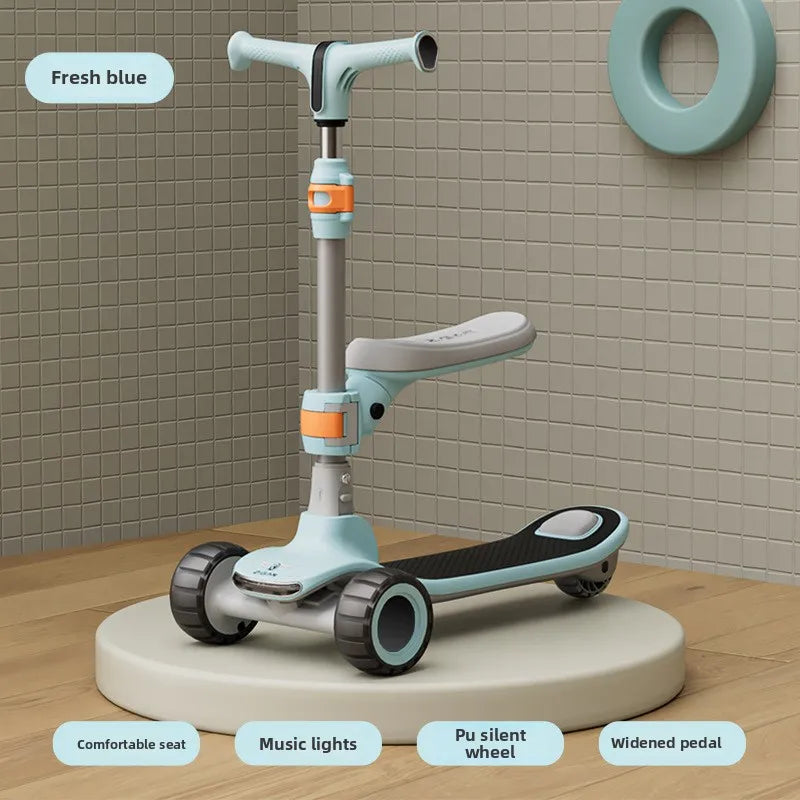 Monopattino a Pedali per Bambini a 3 Ruote con Luce