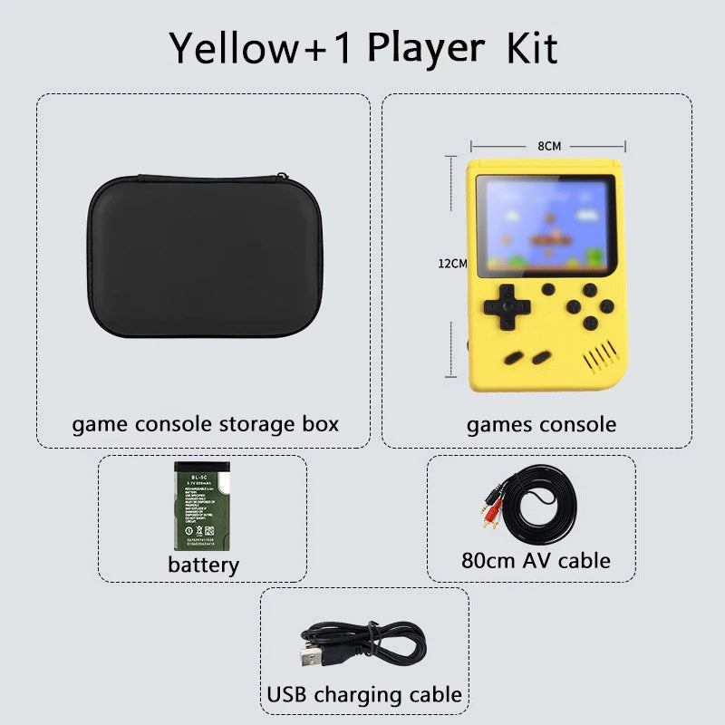 Console retrò arcade integrata con oltre 500 giochi classici,
player portatile da 5 pollici per TV,
stile Game Boy,
supporto giochi a due giocatori.