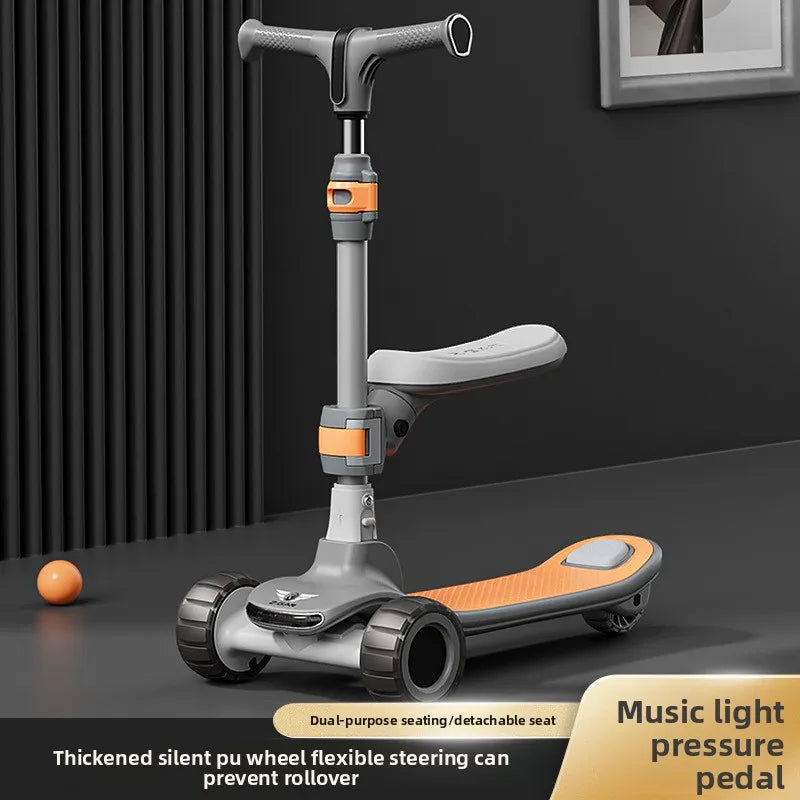 Monopattino a Pedali per Bambini a 3 Ruote con Luce