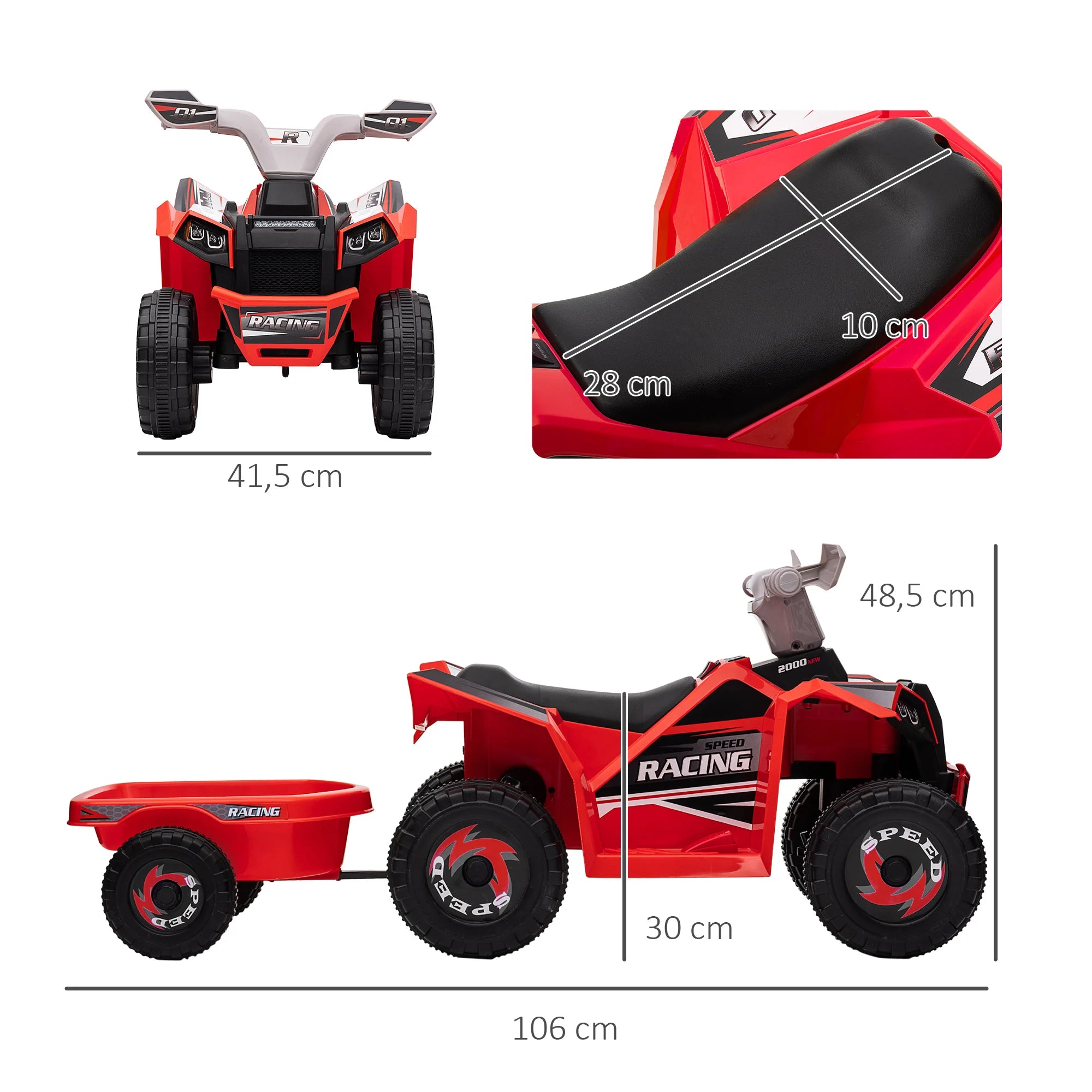 Quad Elettrico per Bambini con Rimorchio