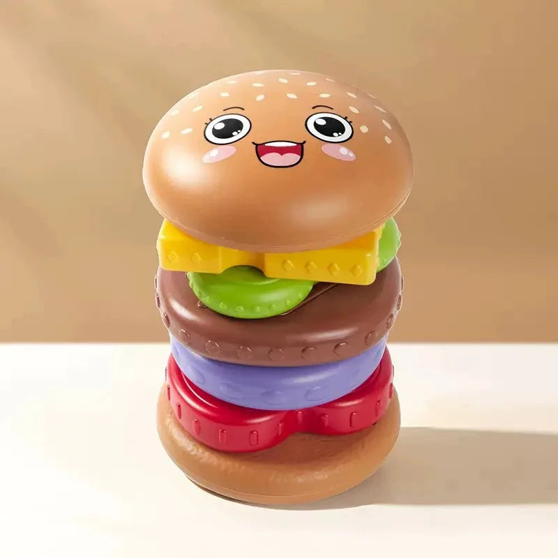 🌈 “Torre Impilabile Montessori – Anelli Arcobaleno Sensoriali per Neonati 0-12 Mesi” 🍼