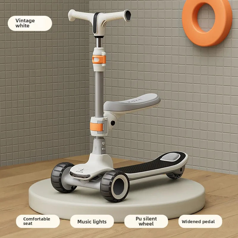 Monopattino a Pedali per Bambini a 3 Ruote con Luce