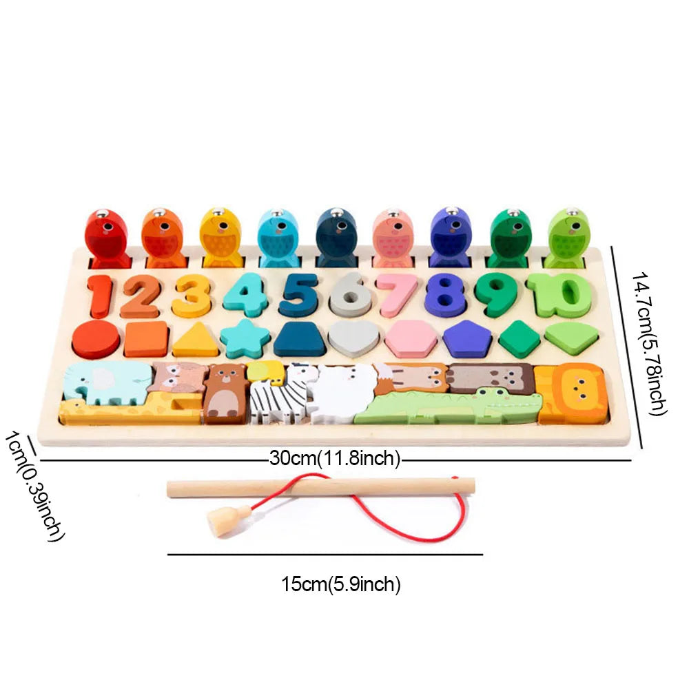 Gioco Montessori in Legno Naturale 4-in-1 | Sviluppo Motorio e Cognitivo