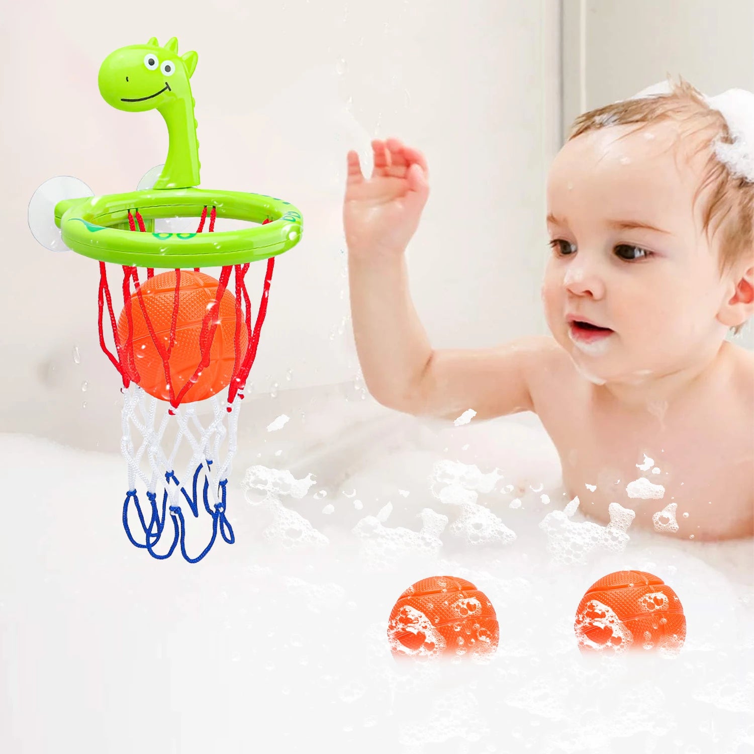 Giocattolo da Bagno per Bambini 🛁 | Set per Gioco con Acqua e Canestro da Basket con Ventosa + 3 Palline