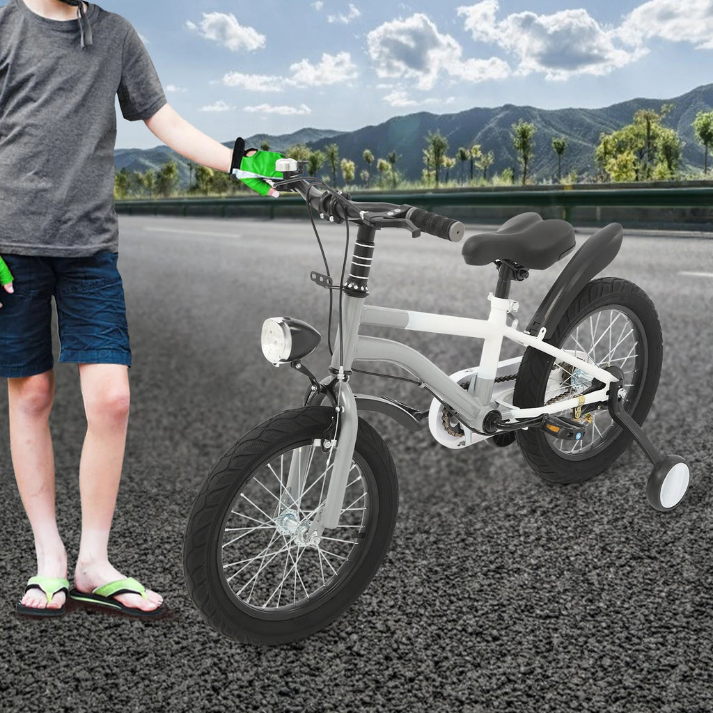 Bici Mountain Bike per Bambini 16 Pollici con Rotelle e Luce LED