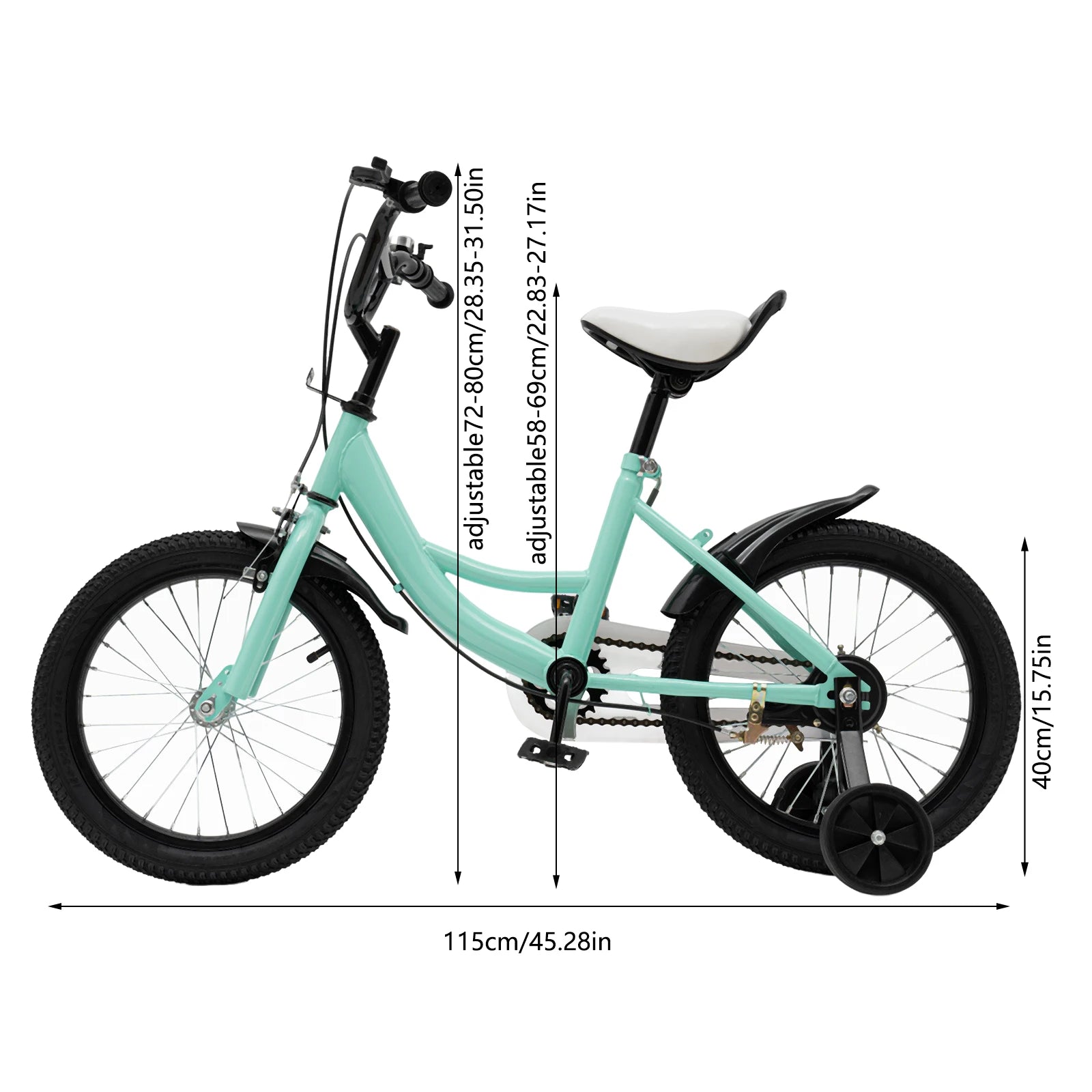 Bici per Bambini 16 Pollici con Rotelle di Supporto