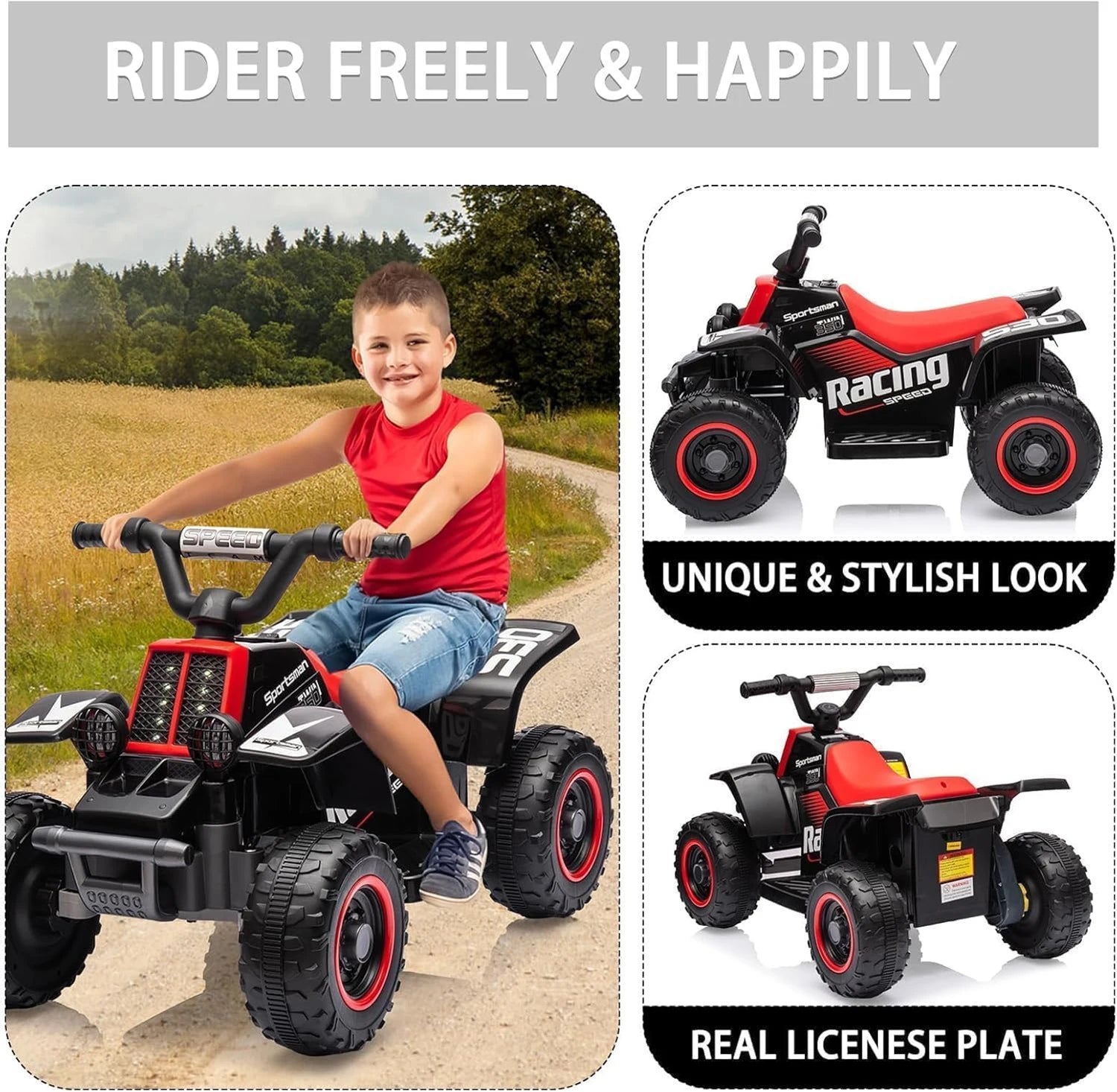 Quad Elettrico per Bambini 6V con Luci LED e Musica