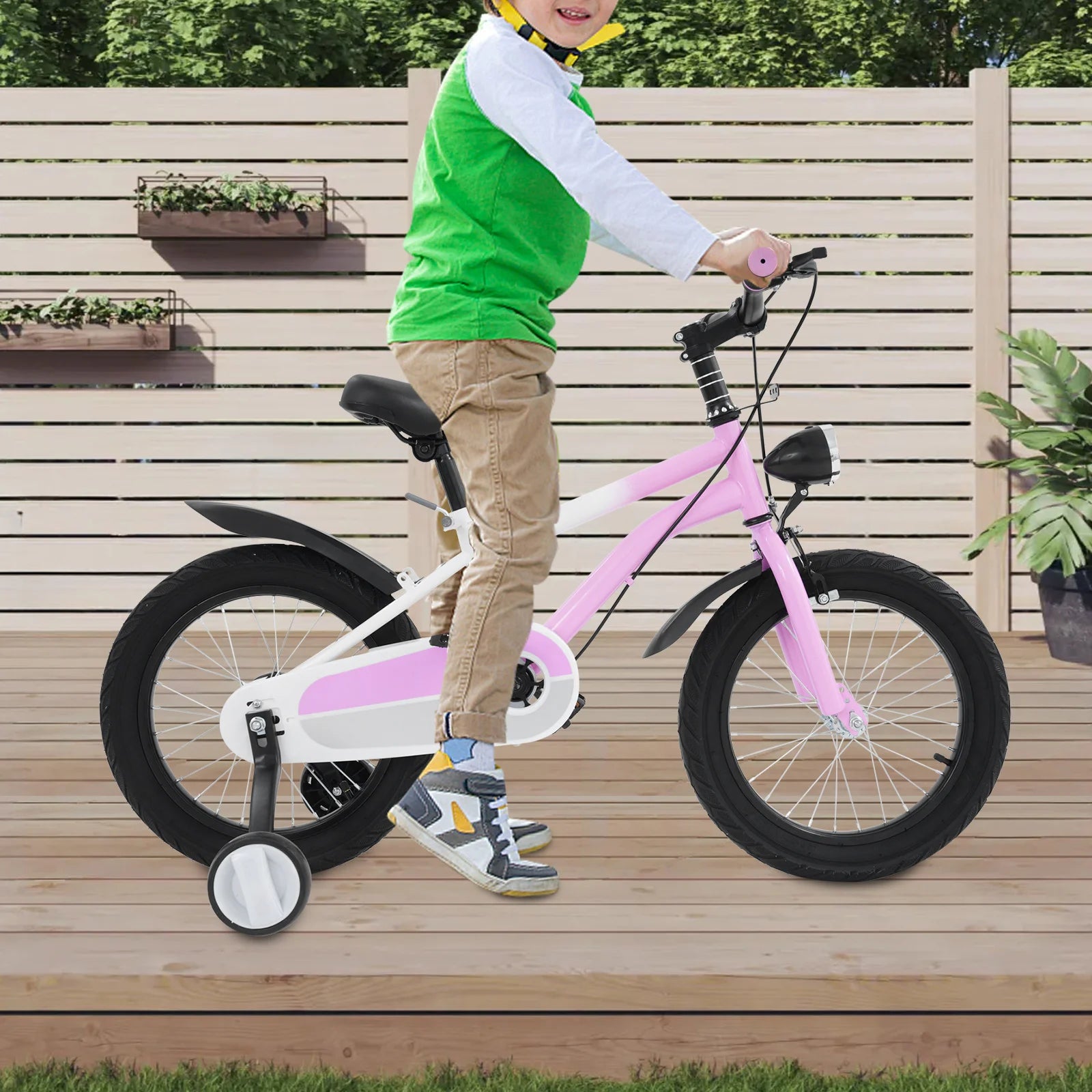 Bici Mountain Bike per Bambini 16 Pollici con Rotelle e Luce LED