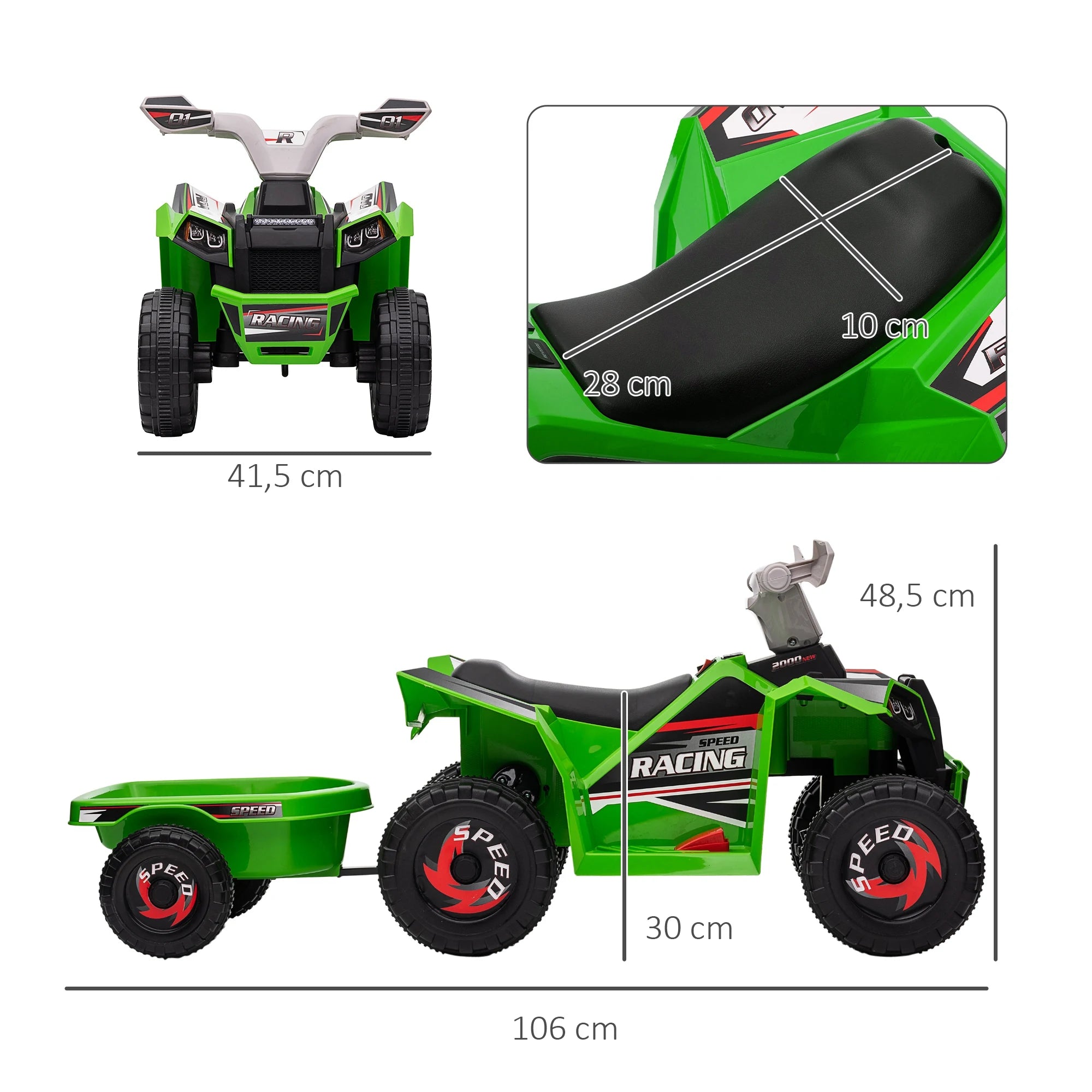 Quad Elettrico per Bambini con Rimorchio