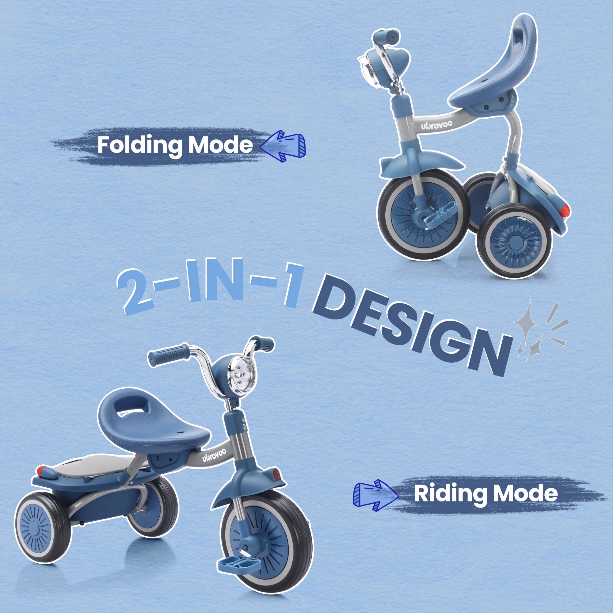 Triciclo per Bambini 4 in 1 con Funzione Balance Bike