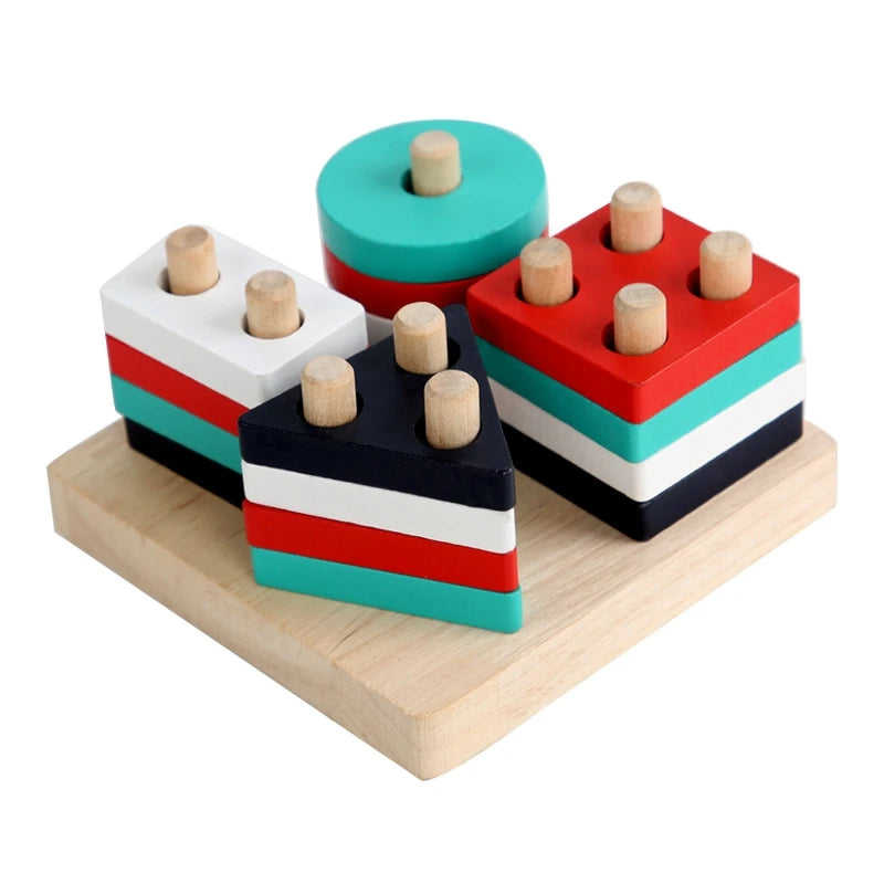 🧩 “Blocchi Montessori in Legno – Puzzle Educativo Colori e Forme per Bambini” 🌈