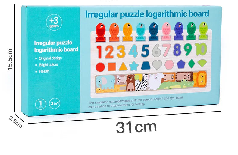 Gioco Montessori in Legno Naturale 4-in-1 | Sviluppo Motorio e Cognitivo