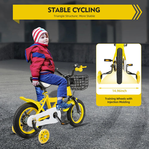 Bici per Bambini con Cestino e Altezza Regolabile