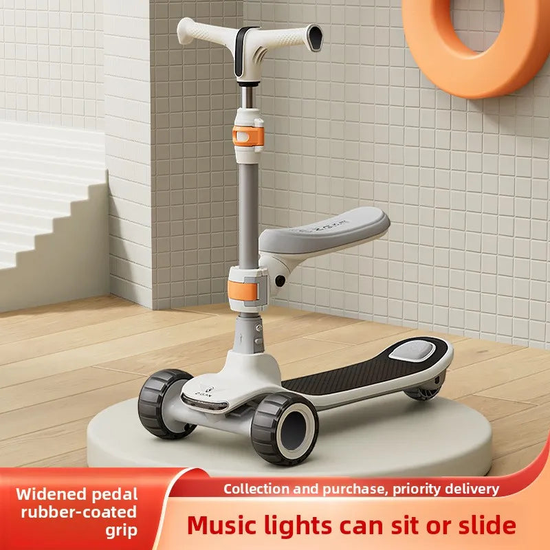 Monopattino a Pedali per Bambini a 3 Ruote con Luce