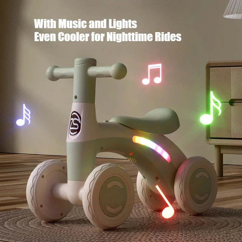 Bici Senza Pedali per Bambini con 4 Ruote Antiribaltamento