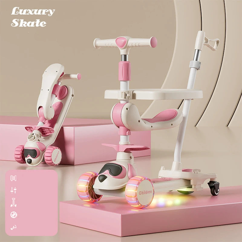 Monopattino a 3 Ruote per Bambini con Musica e Luci LED