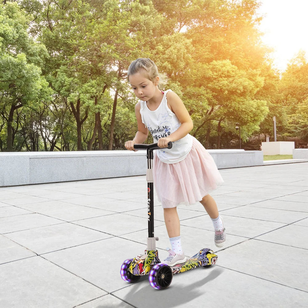 Monopattino Pieghevole a 3 Ruote per Bambini con Manubrio Regolabile